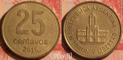 Аргентина 25 сентаво 2010 года, KM# 110.1, 042n-160