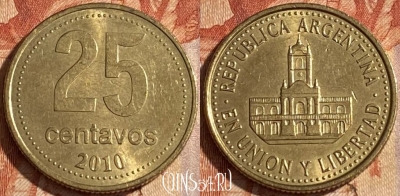 Аргентина 25 сентаво 2010 года, KM# 110.1, 097r-104 ♛