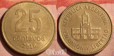 Аргентина 25 сентаво 2010 года, KM# 110.1, 239n-116