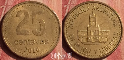 Аргентина 25 сентаво 2010 года, KM# 110.1, 384n-064