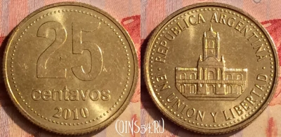 Аргентина 25 сентаво 2010 года, KM# 110.1, 403-073