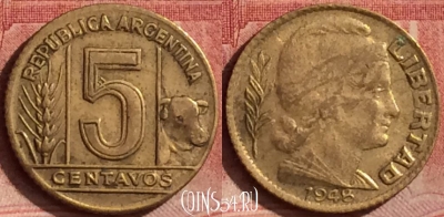 Аргентина 5 сентаво 1948 года, KM# 40, 068l-097