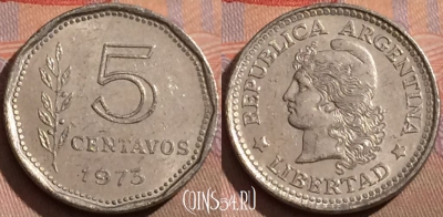 Аргентина 5 сентаво 1973 года, KM# 65, 179b-054