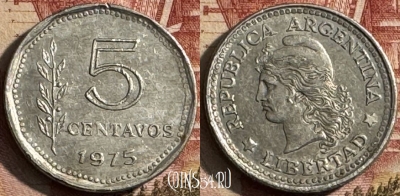 Аргентина 5 сентаво 1975 года, KM# 65, 209s-061