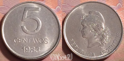 Аргентина 5 сентаво 1983 года, KM# 88, UNC, 087k-082