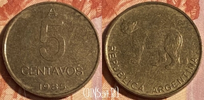 Аргентина 5 сентаво 1985 года, KM# 97, 282r-058