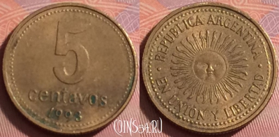 Аргентина 5 сентаво 1993 года, KM# 109, 347j-024