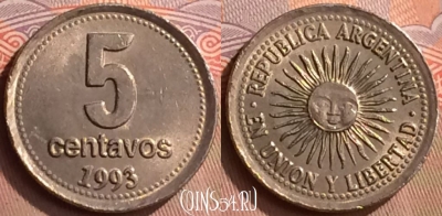 Аргентина 5 сентаво 1993 года, KM# 109a, 421-106