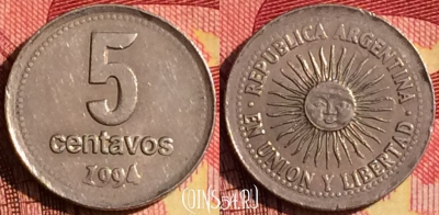 Аргентина 5 сентаво 1994 года, KM# 109a, 273i-109