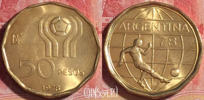 Аргентина 50 песо 1978 года, KM# 76, UNC, 263-072