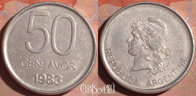 Аргентина 50 сентаво 1983 года, KM# 90, 052i-138