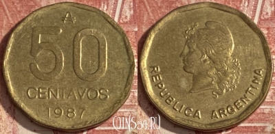 Аргентина 50 сентаво 1987 года, KM# 99, 351r-060