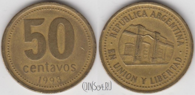 Аргентина 50 сентаво 1993 года, KM# 111, 131-054