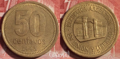 Аргентина 50 сентаво 1993 года, KM# 111, 259-113