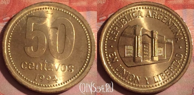 Аргентина 50 сентаво 1994 года, KM# 111, 044i-163