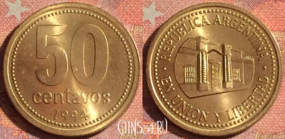 Аргентина 50 сентаво 1994 года, KM# 111, 136i-092