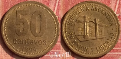 Аргентина 50 сентаво 1994 года, KM# 111, 354n-093