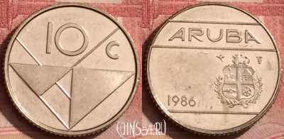 Аруба 10 центов 1986 года, KM# 2, 067l-029
