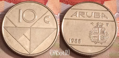 Аруба 10 центов 1988 года, KM# 2, 280b-126