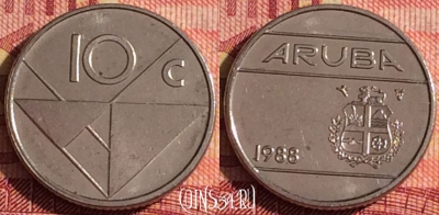 Аруба 10 центов 1988 года, KM# 2, 308i-130