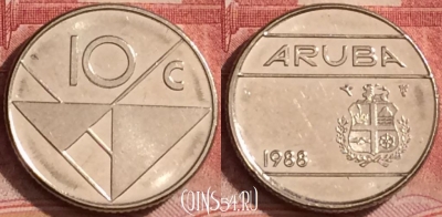 Аруба 10 центов 1988 года, KM# 2, 391-057