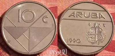 Аруба 10 центов 1990 года, KM# 2, 274i-059