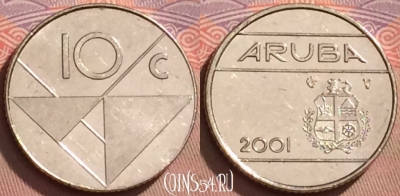Аруба 10 центов 2001 года, KM# 2, 124l-050
