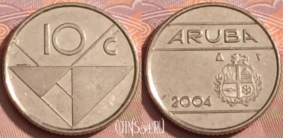 Аруба 10 центов 2004 года, KM# 2, 348k-076