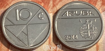 Аруба 10 центов 2014 года, KM# 2, 451r-016 ♛