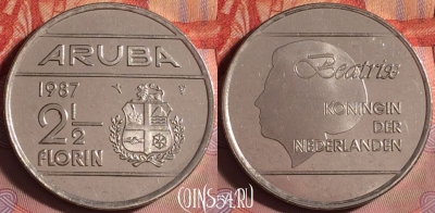 Аруба 2 1/2 флорина 1987 года, KM# 6, 156j-072