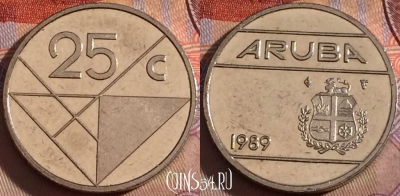 Аруба 25 центов 1989 года, KM# 3, 140b-010