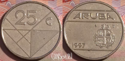 Аруба 25 центов 1997 года, KM# 3, 142b-118