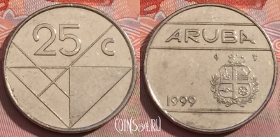 Аруба 25 центов 1999 года, KM# 3, 238a-008
