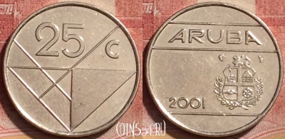 Аруба 25 центов 2001 года, KM# 3, 190l-084
