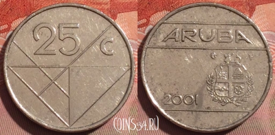 Аруба 25 центов 2001 года, KM# 3, 249a-055