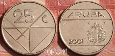 Аруба 25 центов 2001 года, KM# 3, 391-035