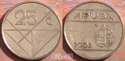 Аруба 25 центов 2002 года, KM# 3, 111b-113