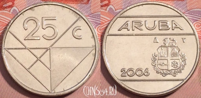 Аруба 25 центов 2006 года, KM# 3, 242-004