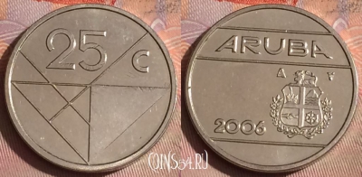 Аруба 25 центов 2006 года, KM# 3, 287c-074