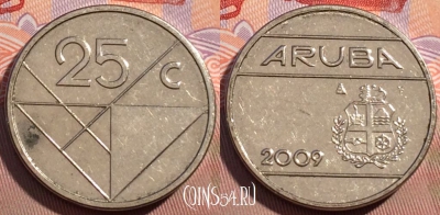 Аруба 25 центов 2009 года, KM# 3, 096c-085