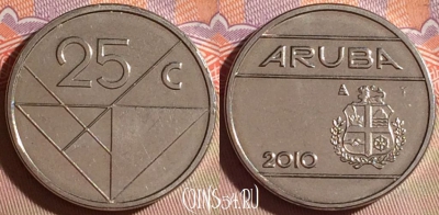 Аруба 25 центов 2010 года, KM# 3, 276f-113