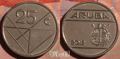 Аруба 25 центов 2012 года, KM# 3, 125c-066