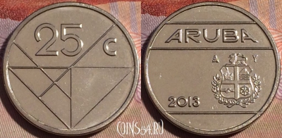 Аруба 25 центов 2013 года, KM# 3, 148b-033
