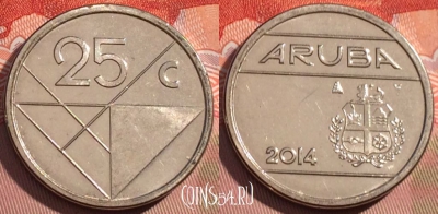 Аруба 25 центов 2014 года, KM# 3, 077d-013