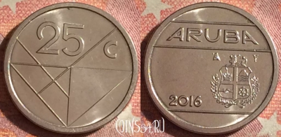Аруба 25 центов 2016 года, KM# 3, 130i-093