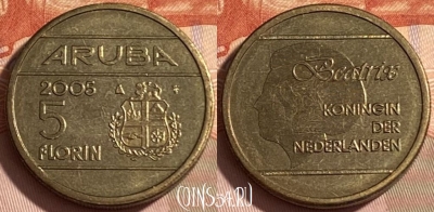 Аруба 5 флоринов 2005 года, KM# 38, 465q-438 ♛
