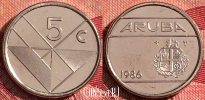 Аруба 5 центов 1986 года, KM# 1, 274i-143