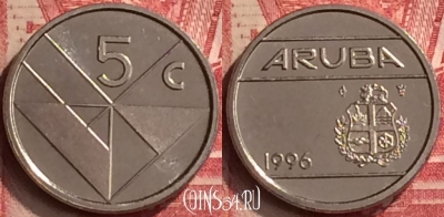 Аруба 5 центов 1996 года, KM# 1, 396-055