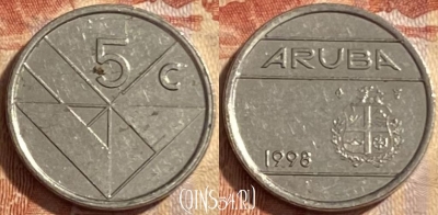 Аруба 5 центов 1998 года, KM# 1, 487р-076 ♛