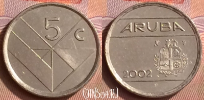 Аруба 5 центов 2002 года, KM# 1, 411-129